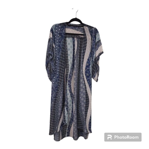 Blue Boho Style Kimono Jacket Multi-size - Picture 1 of 3